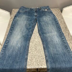 Vintage HARLEY DAVIDSON Mens Straight Wide Leg Jeans 38x34 Embroidered Pocket